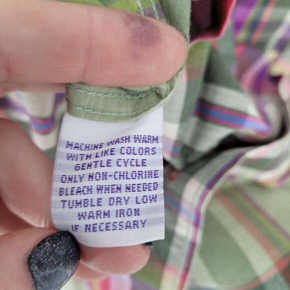 Alan Flusser mens medium green stripe floral contrast cuff button down shirt - Picture 6 of 10